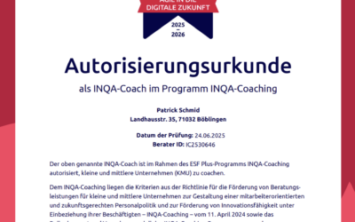 Ab sofort bin ich autorisierter INQA-Coach